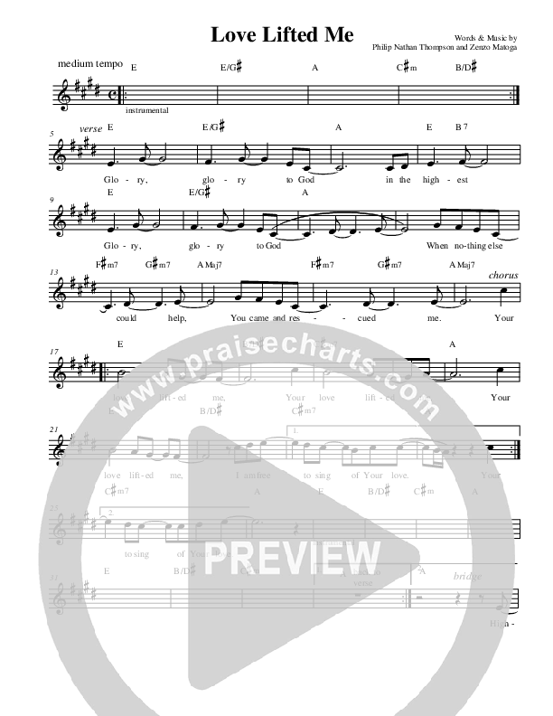 Love Lifted Me Lead Sheet (Zenzo Matoga)