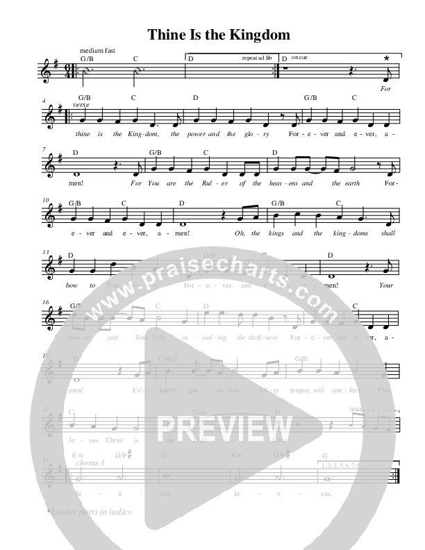 Thine Is The Kingdom Lead Sheet (Zenzo Matoga)