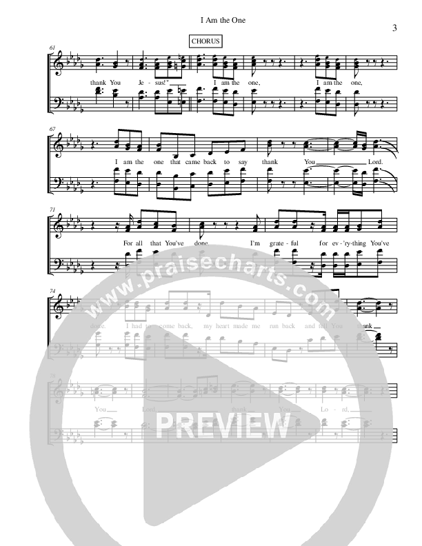 I Am The One Choir Sheet (Kurt Carr)