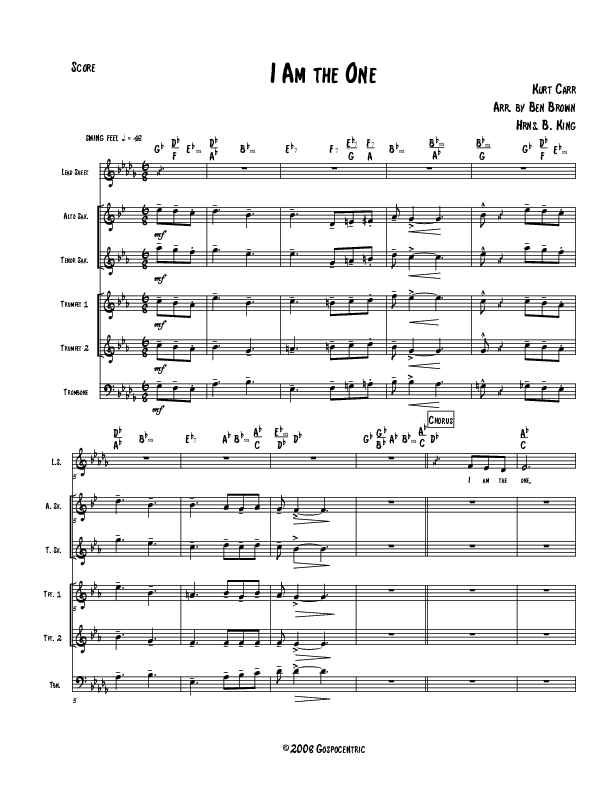 I Am The One Conductor's Score (Kurt Carr)