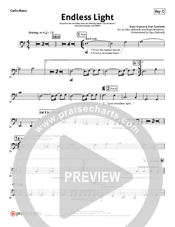 Endless Light Cello/Bass (Hillsong Worship)