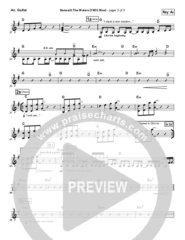 Beneath The Waters (I Will Rise) Acoustic Guitar (Hillsong Worship)