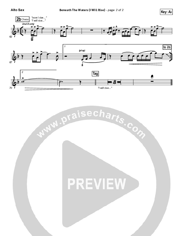 Beneath The Waters (I Will Rise) Alto Sax (Hillsong Worship)