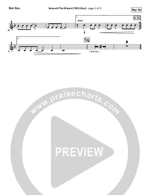 Beneath The Waters (I Will Rise) Bari Sax (Hillsong Worship)