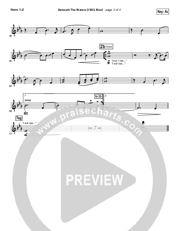 Beneath The Waters (I Will Rise) French Horn 1/2 (Hillsong Worship)