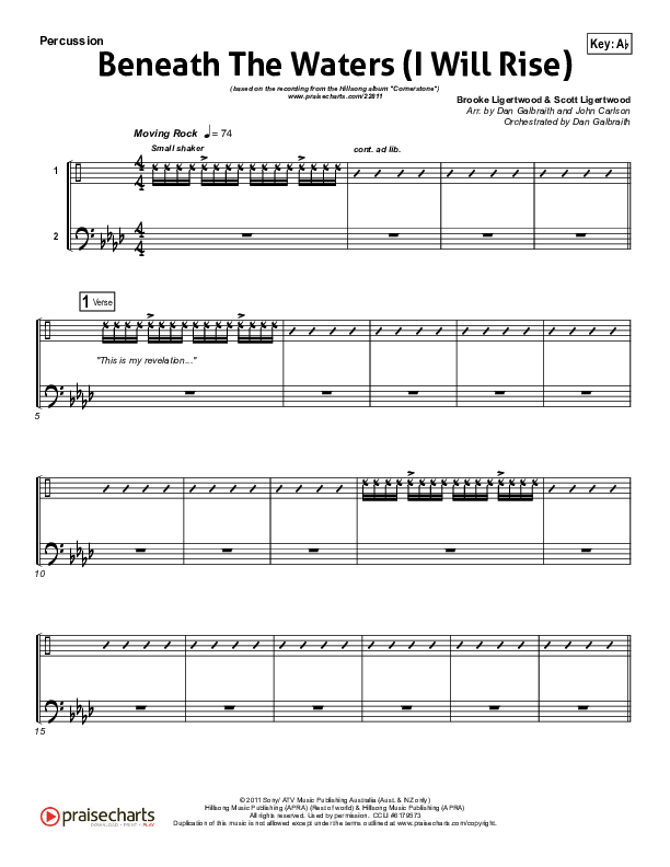 Beneath The Waters (I Will Rise) Percussion (Hillsong Worship)