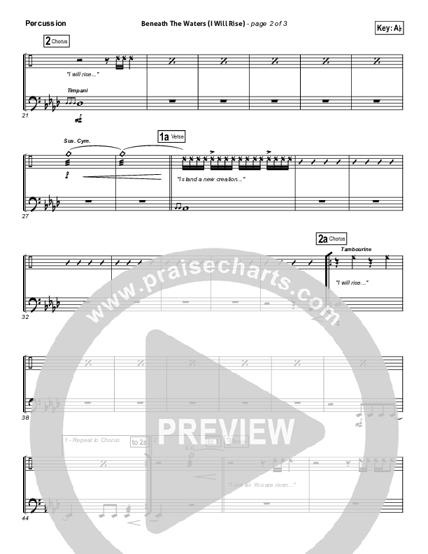 Beneath The Waters (I Will Rise) Percussion (Hillsong Worship)