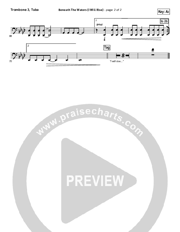 Beneath The Waters (I Will Rise) Trombone 3/Tuba (Hillsong Worship)