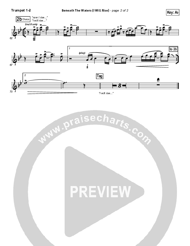 Beneath The Waters (I Will Rise) Trumpet 1,2 (Hillsong Worship)