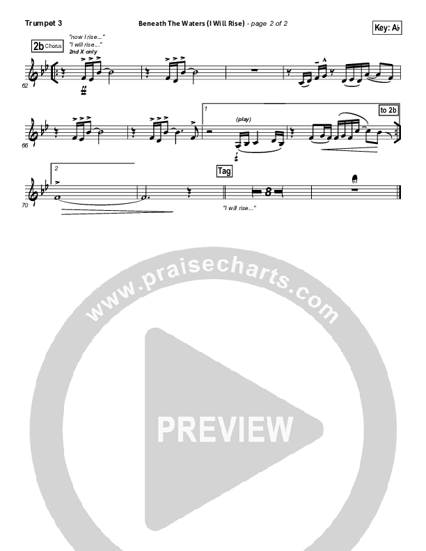 Beneath The Waters (I Will Rise) Trumpet 3 (Hillsong Worship)