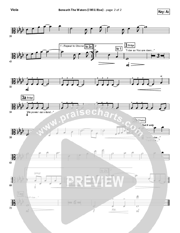 Beneath The Waters (I Will Rise) Viola (Hillsong Worship)