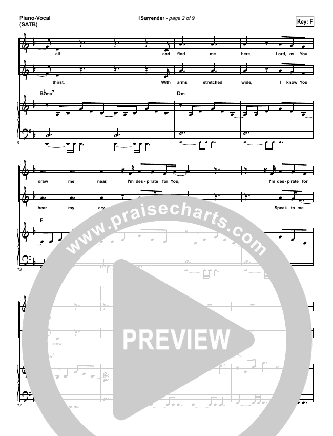 I Surrender Sheet Music PDF (Hillsong Worship) - PraiseCharts
