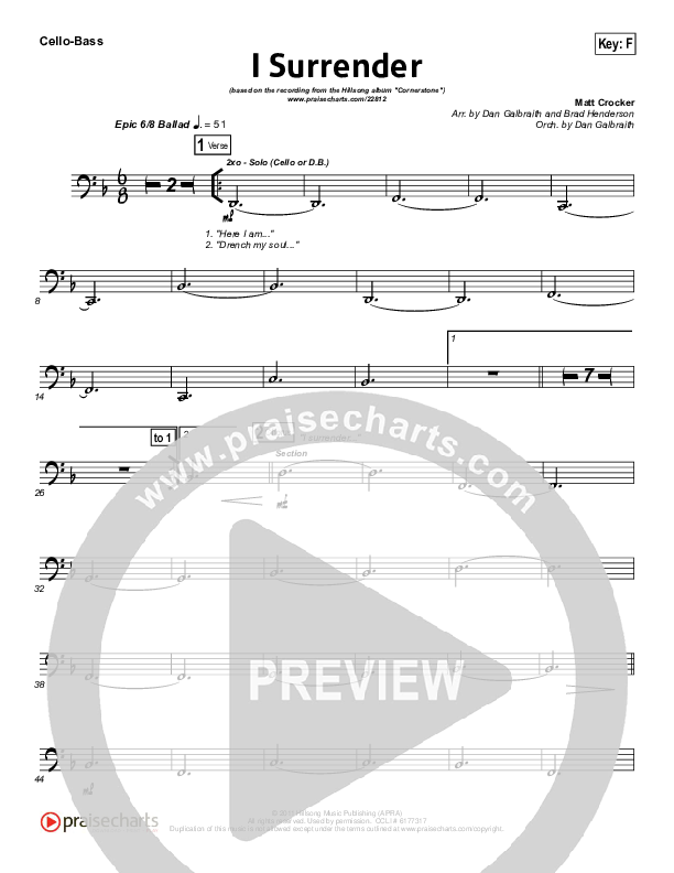I Surrender Cello/Bass (Hillsong Worship)