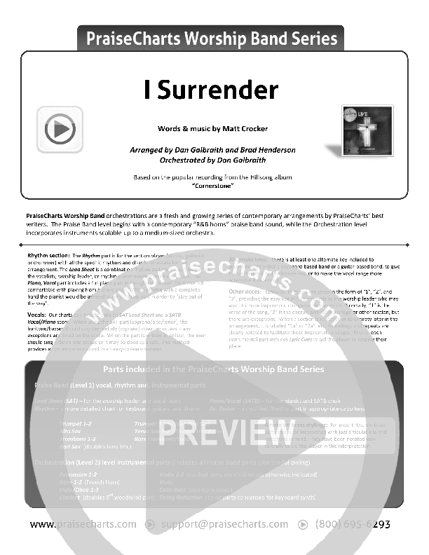I Surrender Cover Sheet (Hillsong Worship)