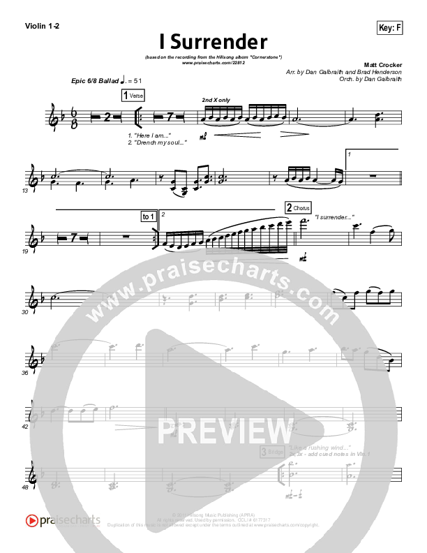 I Surrender Violin 1/2 (Hillsong Worship)