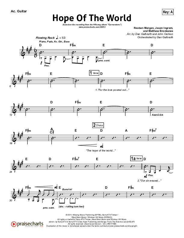 Hope Of The World Acoustic Guitar (Hillsong Worship)