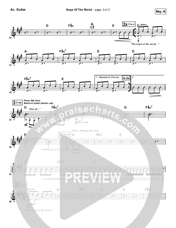 Hope Of The World Acoustic Guitar (Hillsong Worship)