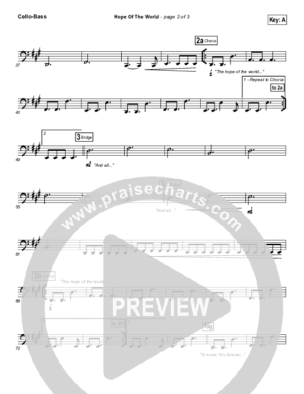 Hope Of The World Cello/Bass (Hillsong Worship)