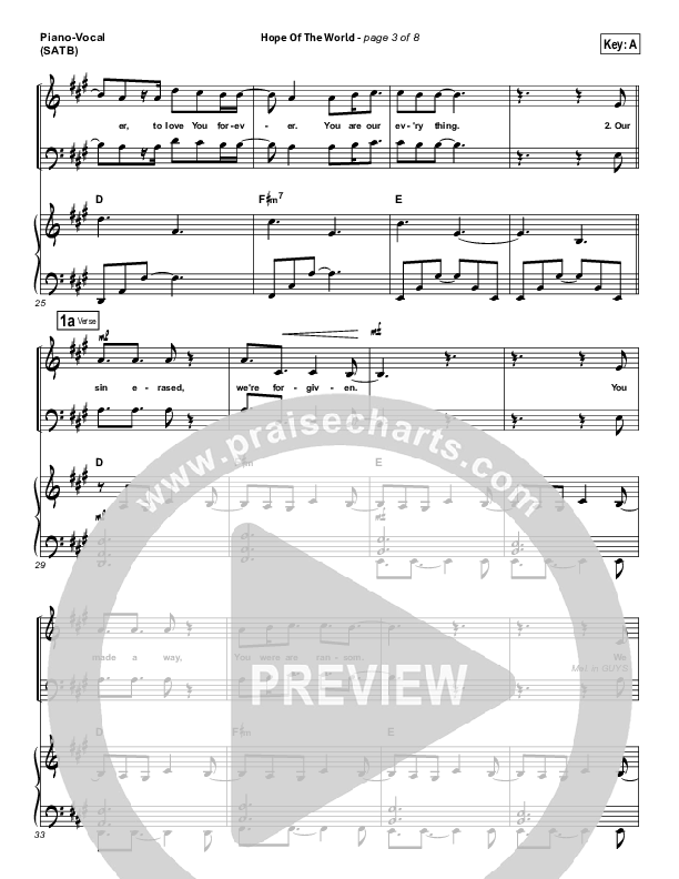 Hope Of The World Piano/Vocal (SATB) (Hillsong Worship)
