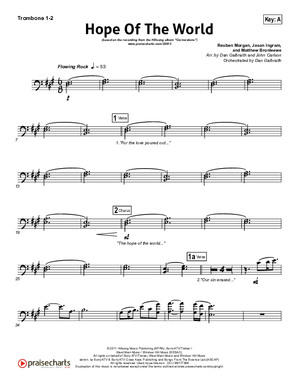 Hope Of The World Trombone 1/2 (Hillsong Worship)
