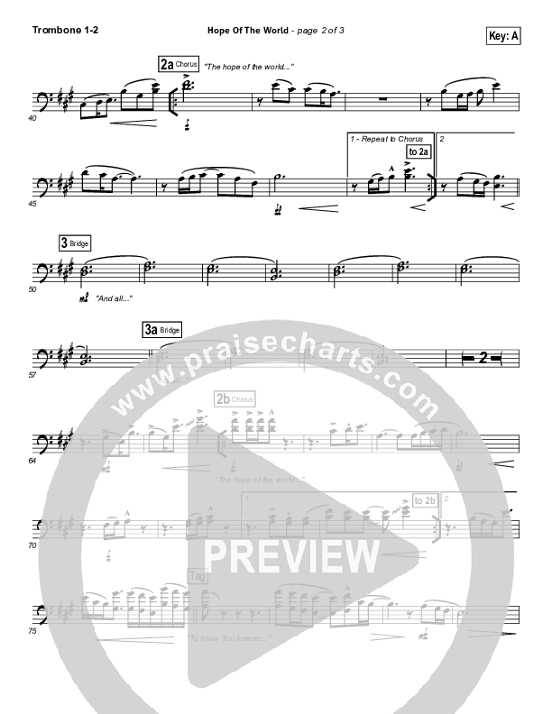 Hope Of The World Trombone 1/2 (Hillsong Worship)