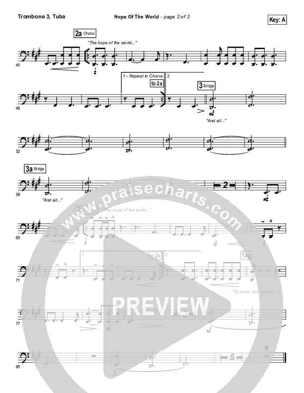 Hope Of The World Trombone 3/Tuba (Hillsong Worship)