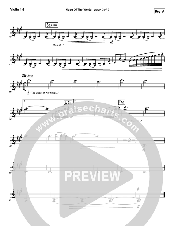 Hope Of The World Violin 1/2 (Hillsong Worship)