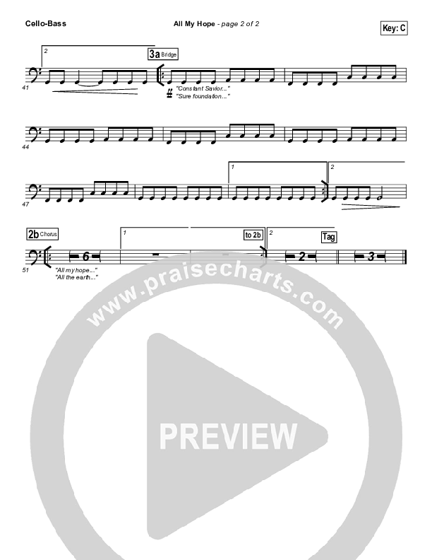 All My Hope Cello/Bass (Hillsong Worship)