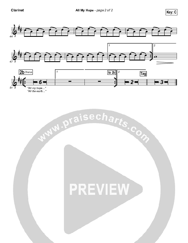 All My Hope Clarinet (Hillsong Worship)