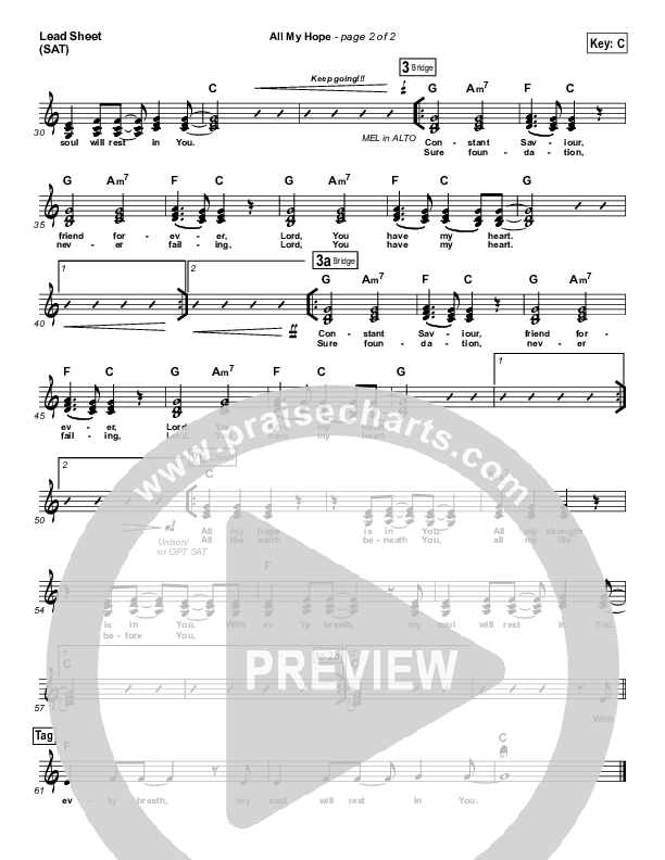All My Hope Lead Sheet (Hillsong Worship)