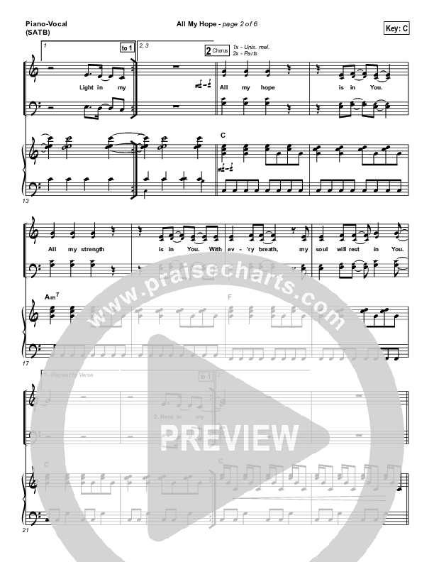 All My Hope Piano/Vocal & Lead (Hillsong Worship)