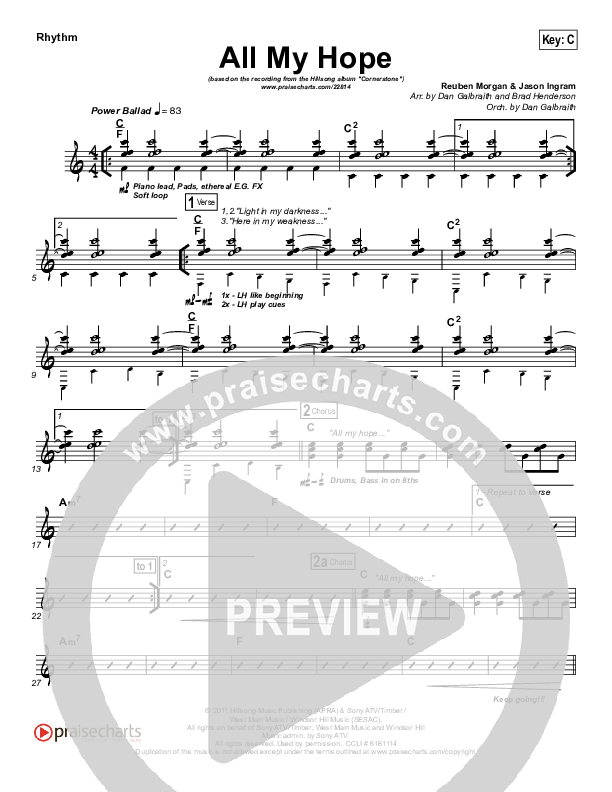 All My Hope Rhythm Chart (Hillsong Worship)