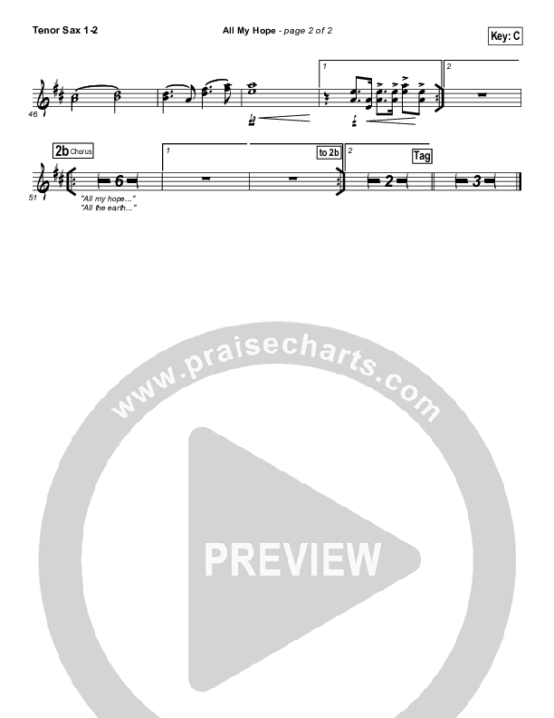 All My Hope Tenor Sax 1/2 (Hillsong Worship)