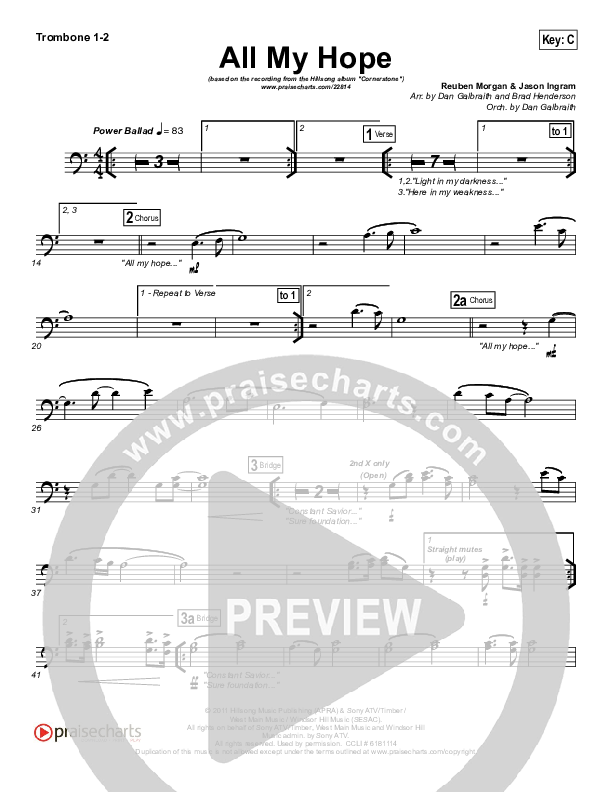 All My Hope Trombone 1/2 (Hillsong Worship)