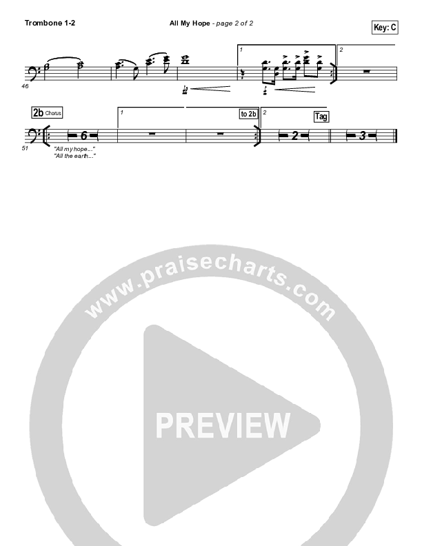 All My Hope Trombone 1/2 (Hillsong Worship)