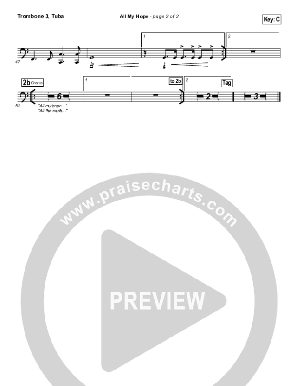 All My Hope Trombone 3/Tuba (Hillsong Worship)
