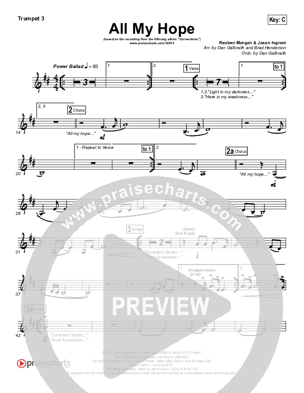 All My Hope Trumpet 3 (Hillsong Worship)