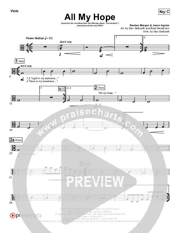 All My Hope Viola (Hillsong Worship)