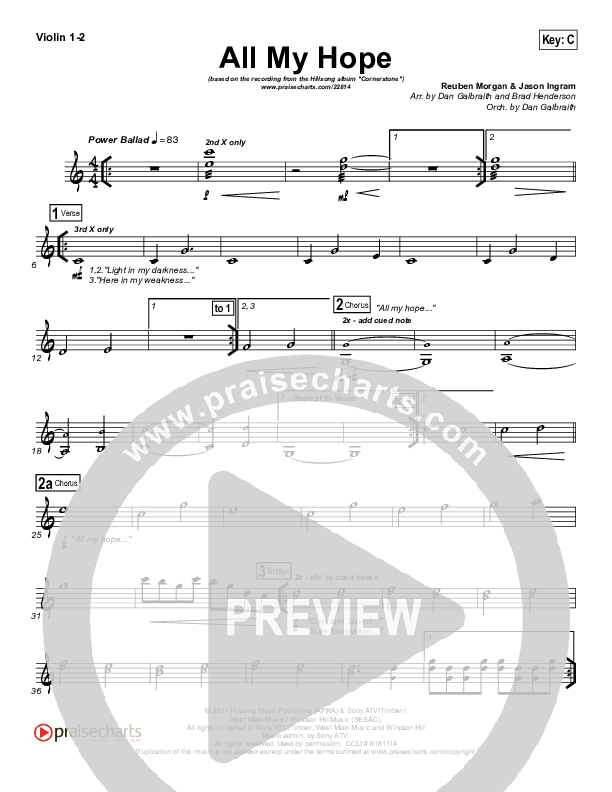 All My Hope Violin 1/2 (Hillsong Worship)