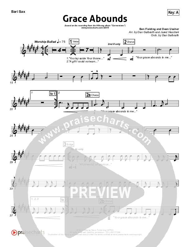 Grace Abounds Bari Sax (Hillsong Worship)