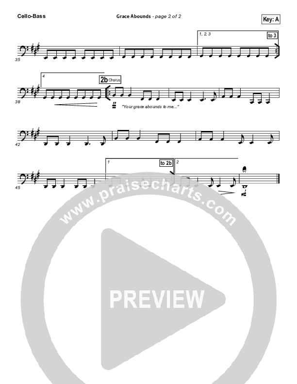 Grace Abounds Cello/Bass (Hillsong Worship)
