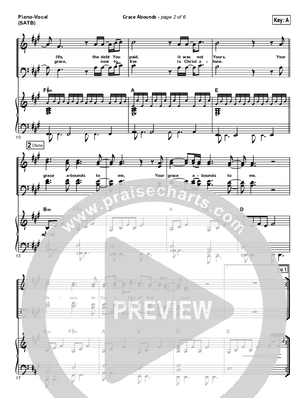 Grace Abounds Piano/Vocal (SATB) (Hillsong Worship)