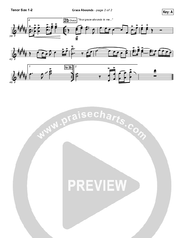 Grace Abounds Tenor Sax 1/2 (Hillsong Worship)