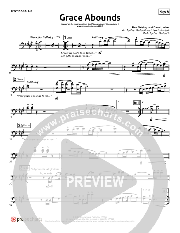 Grace Abounds Trombone 1/2 (Hillsong Worship)