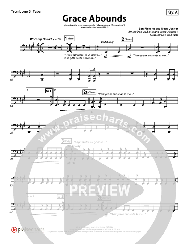 Grace Abounds Trombone 3/Tuba (Hillsong Worship)
