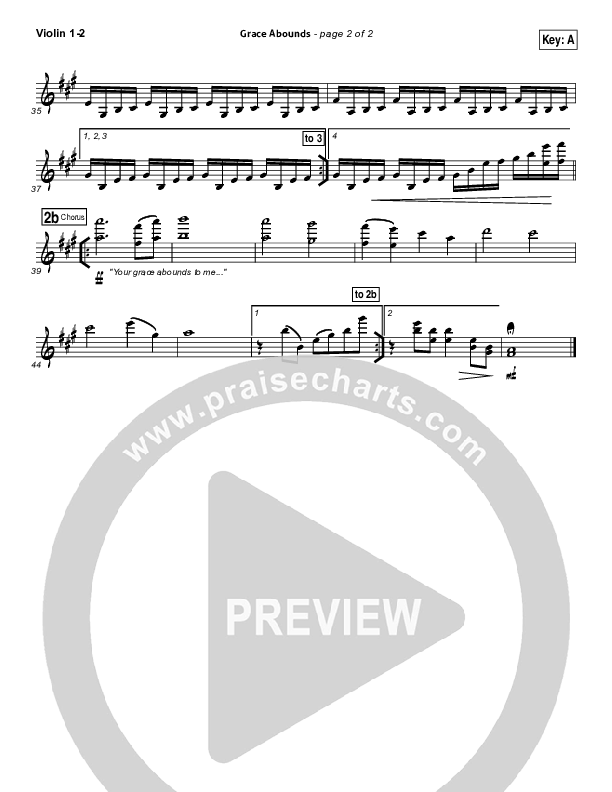Grace Abounds Violin 1/2 (Hillsong Worship)