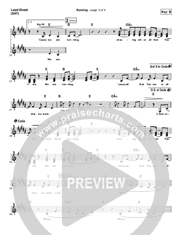 Running Lead Sheet (SAT) (Hillsong Worship)