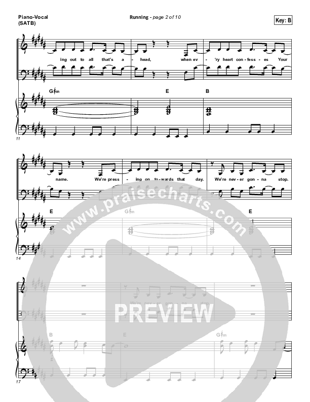Running Piano/Vocal (SATB) (Hillsong Worship)