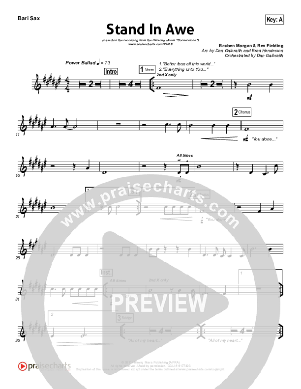 Stand In Awe Bari Sax (Hillsong Worship)