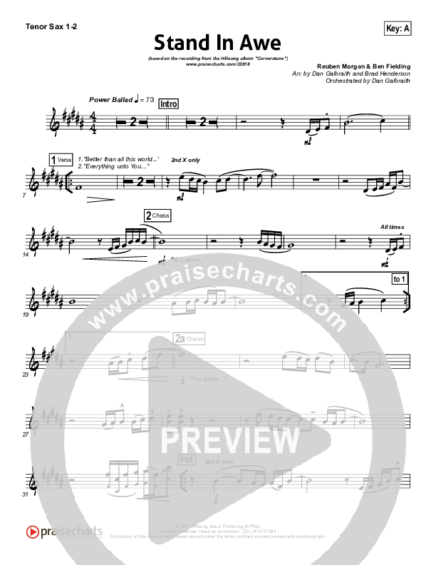 Stand In Awe Tenor Sax 1/2 (Hillsong Worship)